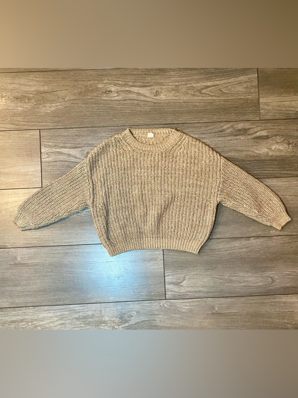 EUC Goumi 100% Organic Cotton 4T-5T Cozy Crewneck Chunky Knit Sweater in Beige